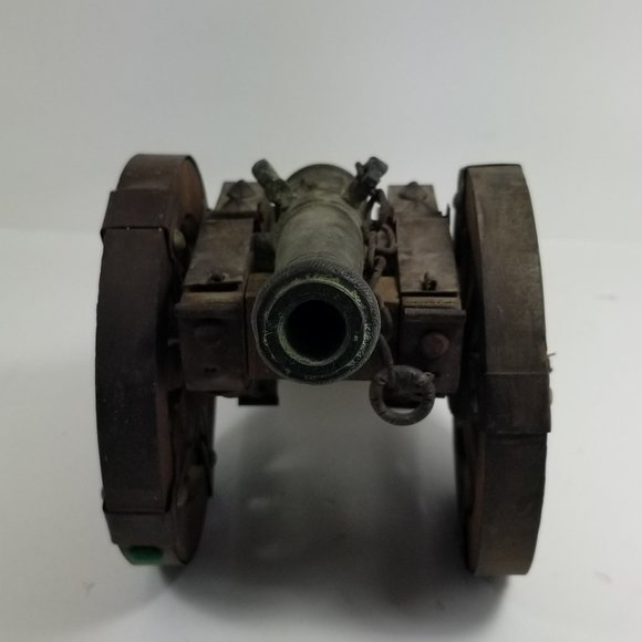 Vintage Spanish cannon replica wood base and copper cannon and steel studs - Picture 3 of 13